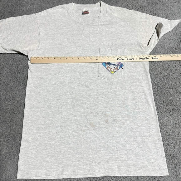 Vintage Fruit of the Loom Pocket Tee Made in USA Size L Fishing Graphic Shirt - Picture 5 of 7